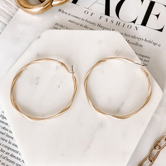The House Of Gentry Jewelry - Gold Twisted Metal Hoop Earrings